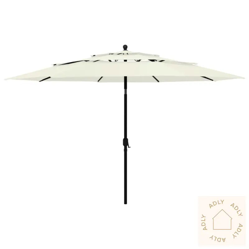 Hageparasoll Med Aluminiumsstang 3 Nivåer Sand 3,5 M