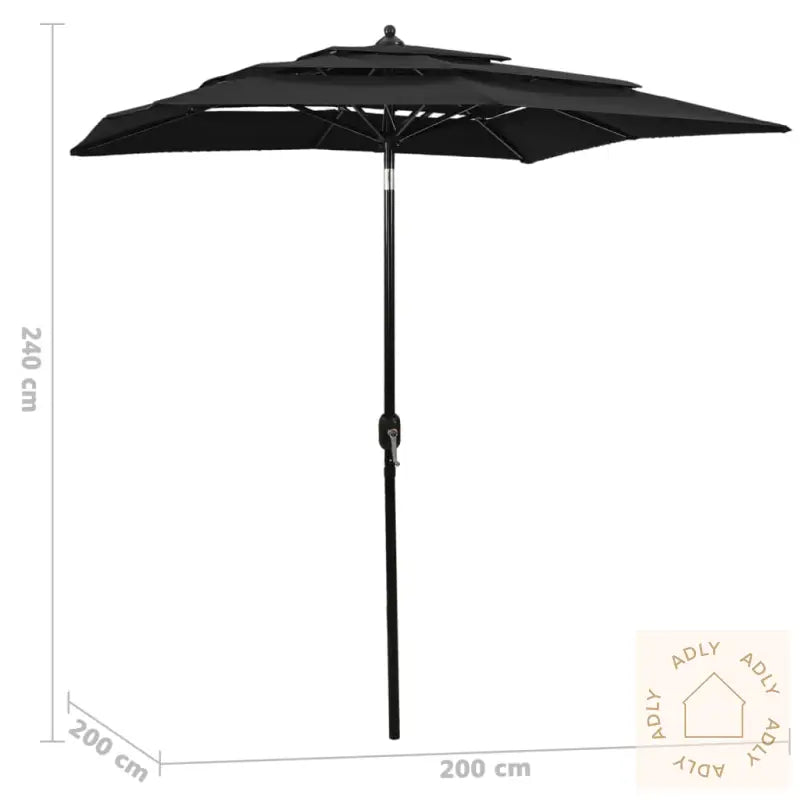 Hageparasoll Med Aluminiumsstang 3 Nivåer Grønn 2 M