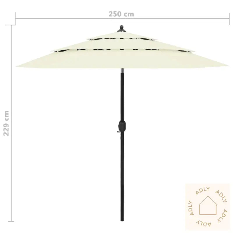 Hageparasoll Med Aluminiumsstang 3 Nivåer Sand 2,5 M