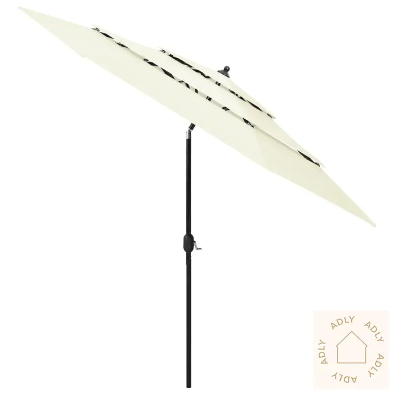 Hageparasoll Med Aluminiumsstang 3 Nivåer Sand 3 M