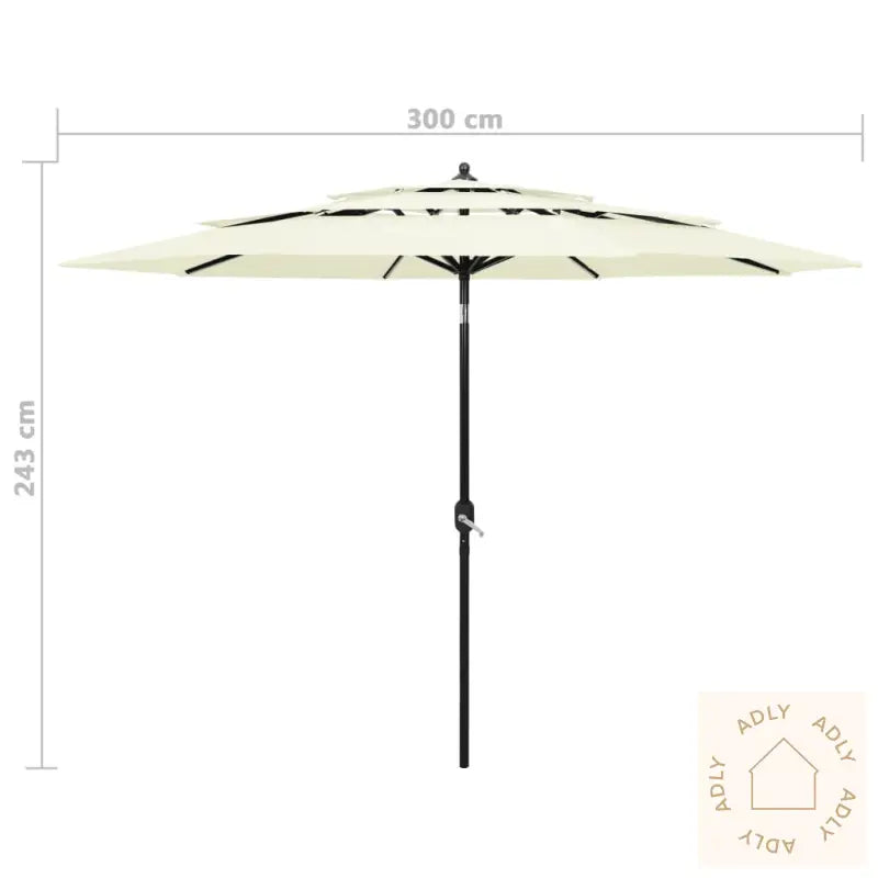 Hageparasoll Med Aluminiumsstang 3 Nivåer Sand 3 M