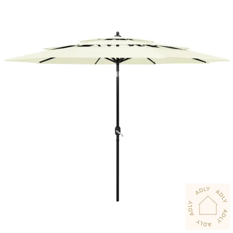 Hageparasoll Med Aluminiumsstang 3 Nivåer Sand 3 M
