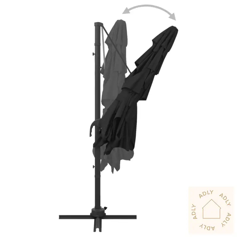 Hageparasoll Med Aluminiumsstang 4 Nivåer Svart 250X250 Cm