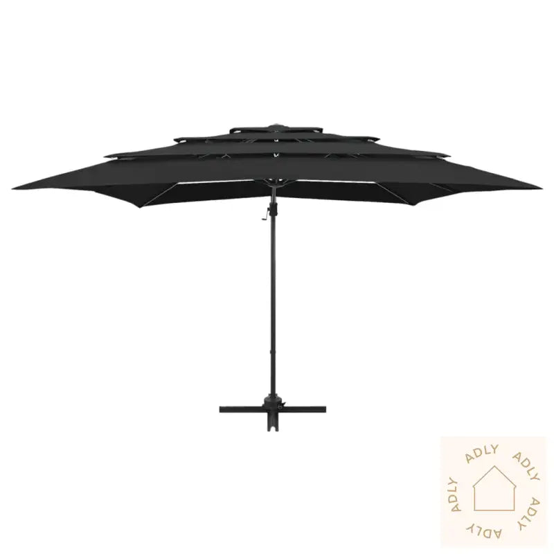 Hageparasoll Med Aluminiumsstang 4 Nivåer Svart 250X250 Cm