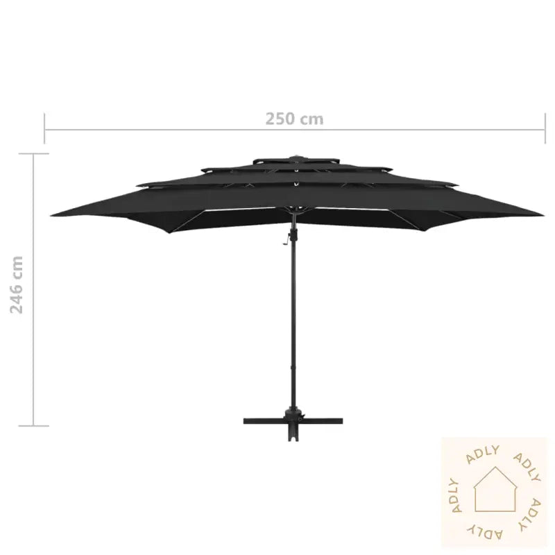 Hageparasoll Med Aluminiumsstang 4 Nivåer Svart 250X250 Cm
