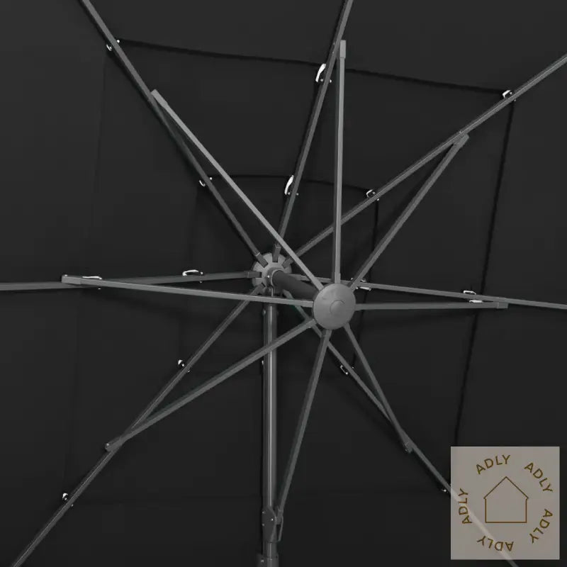 Hageparasoll Med Aluminiumsstang 4 Nivåer Svart 250X250 Cm