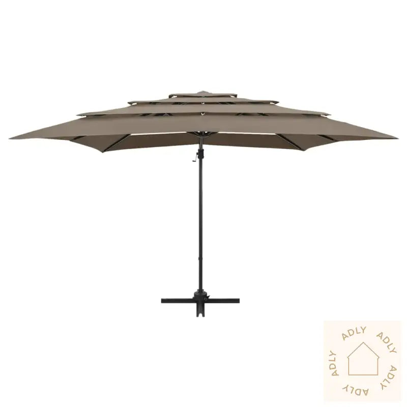 Hageparasoll Med Aluminiumsstang 4 Nivåer Gråbrun 250X250 Cm