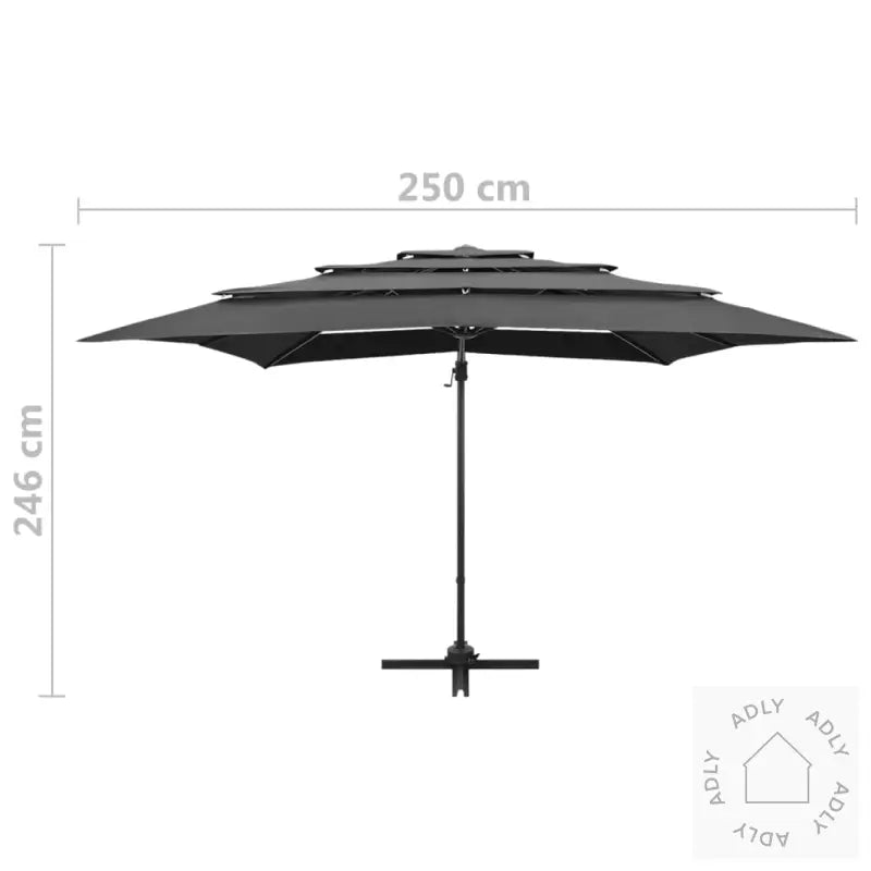 Hageparasoll Med Aluminiumsstang 4 Nivåer Antrasitt 250X250 Cm