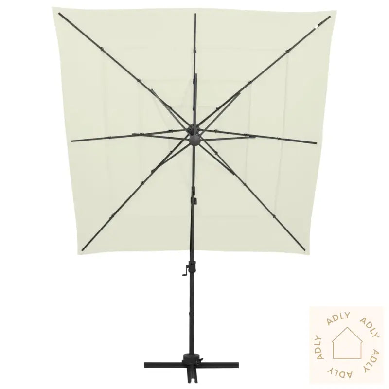 Hageparasoll Med Aluminiumsstang 4 Nivåer Sand 250X250 Cm