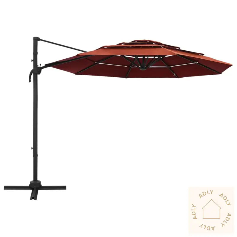 Hageparasoll Med Aluminiumsstang 4 Nivåer Terrakotta 3X3 M