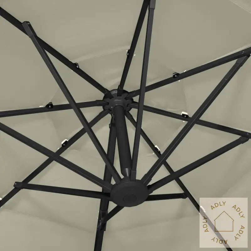 Hageparasoll Med Aluminiumsstang 4 Nivåer Sand 3X3 M