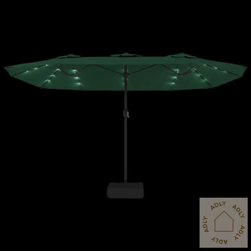 Hageparasoll Dobbelt Hode Med Led Grønn 449X245 Cm