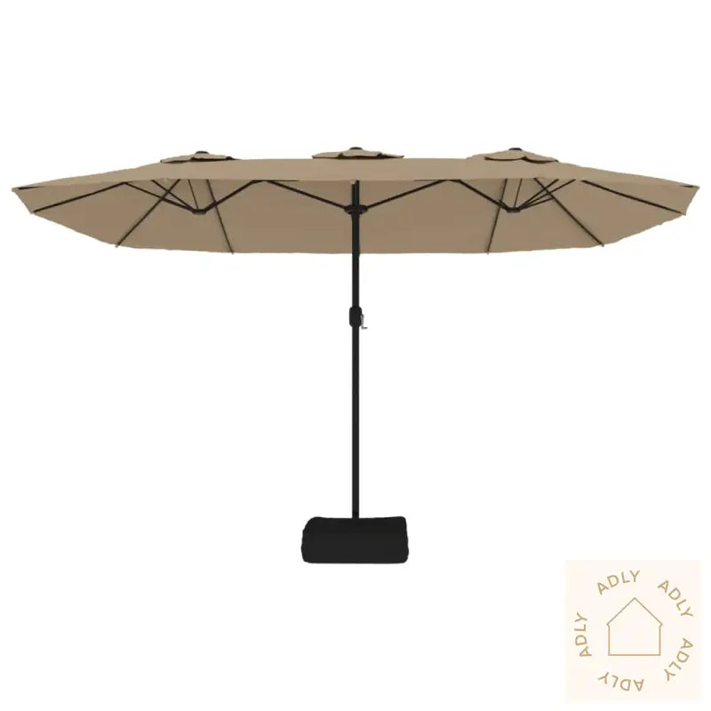 Hageparasoll Dobbelt Hode Med Led Gråbrun 449X245 Cm