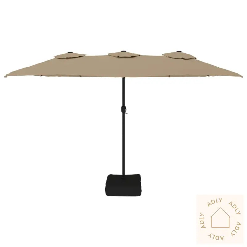 Hageparasoll Dobbelt Hode Med Led Gråbrun 449X245 Cm