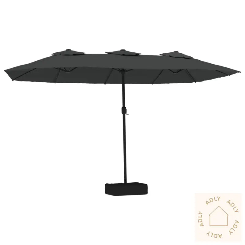 Hageparasoll Dobbelt Hode Med Led Antrasitt 449X245 Cm