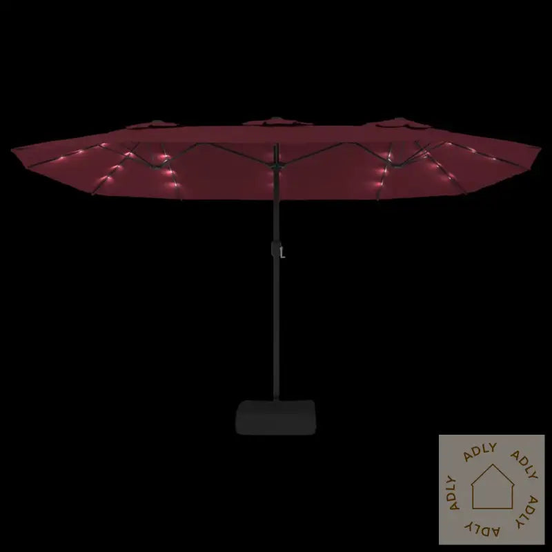Hageparasoll Dobbelt Hode Med Led Vinrød 449X245 Cm