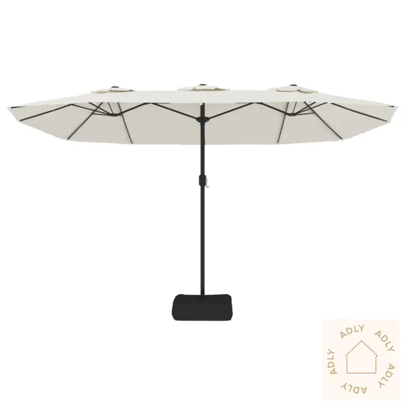 Hageparasoll Dobbelt Hode Med Led Sandhvit 449X245 Cm