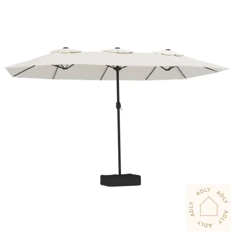 Hageparasoll Dobbelt Hode Med Led Sandhvit 449X245 Cm