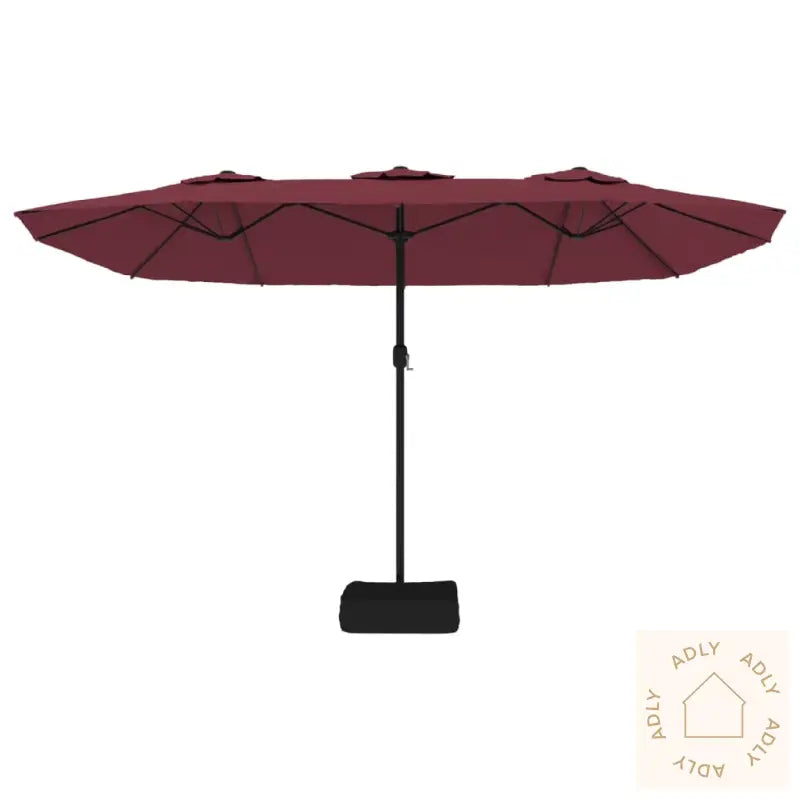 Hageparasoll Dobbelt Hode Med Led Vinrød 449X245 Cm