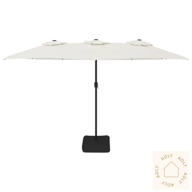 Hageparasoll Dobbelt Hode Med Led Sandhvit 449X245 Cm