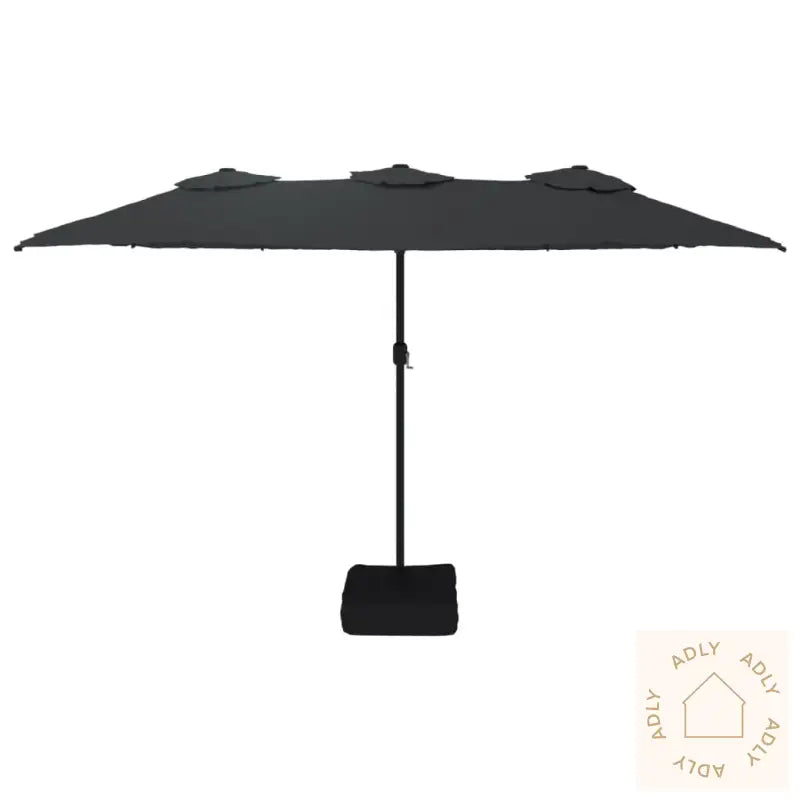 Hageparasoll Dobbelt Hode Med Led Svart 449X245 Cm