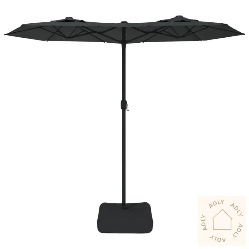 Hageparasoll Dobbelt Hode Med Led Antrasitt 316X240 Cm