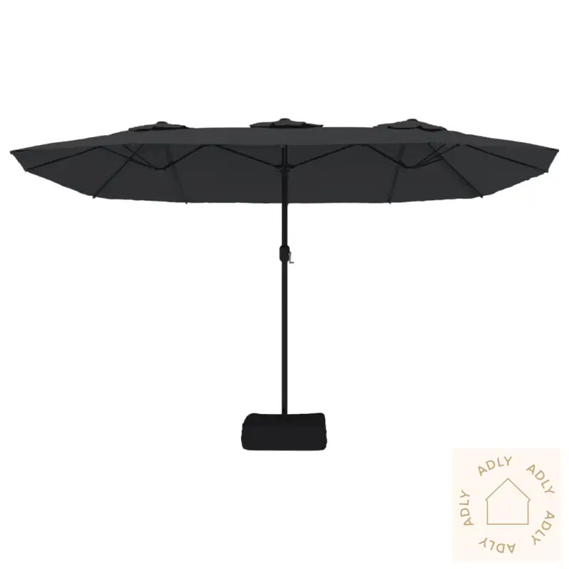 Hageparasoll Dobbelt Hode Med Led Svart 449X245 Cm