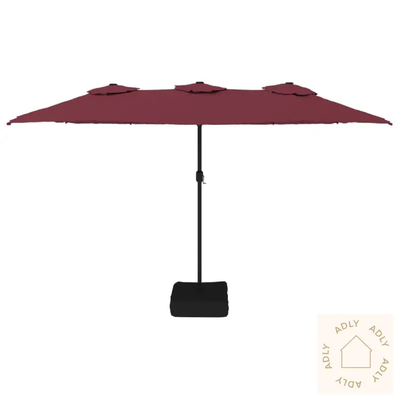 Hageparasoll Dobbelt Hode Med Led Vinrød 449X245 Cm