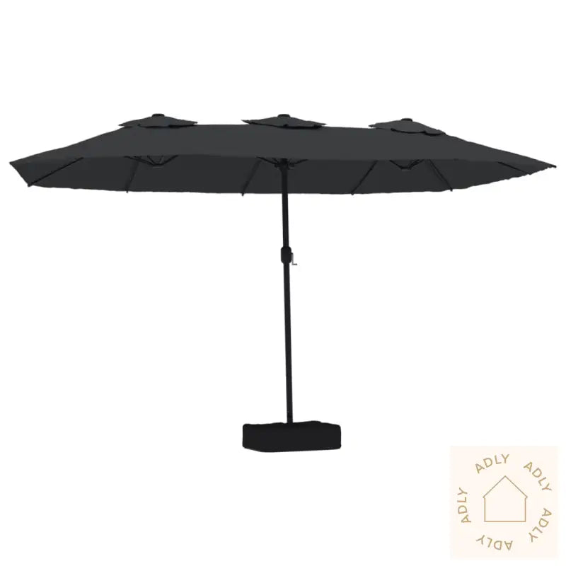 Hageparasoll Dobbelt Hode Med Led Svart 449X245 Cm