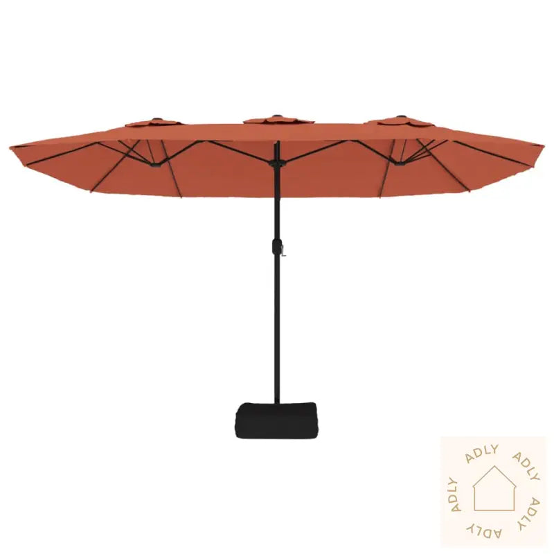 Hageparasoll Dobbelt Hode Med Led Terrakotta 449X245 Cm