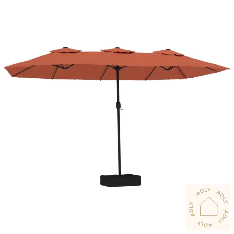 Hageparasoll Dobbelt Hode Med Led Terrakotta 449X245 Cm
