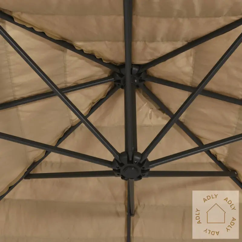 Hageparasoll Med Led Med Stålstang Brun 268X268X226 Cm
