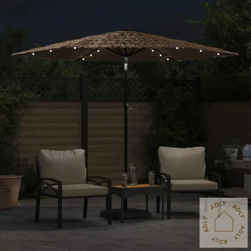 Hageparasoll Med Led Med Stålstang Brun 268X268X226 Cm