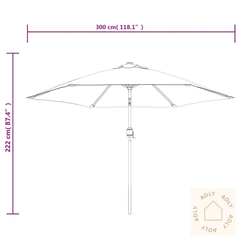 Parasoll Sand Hvit 3M Stålstang