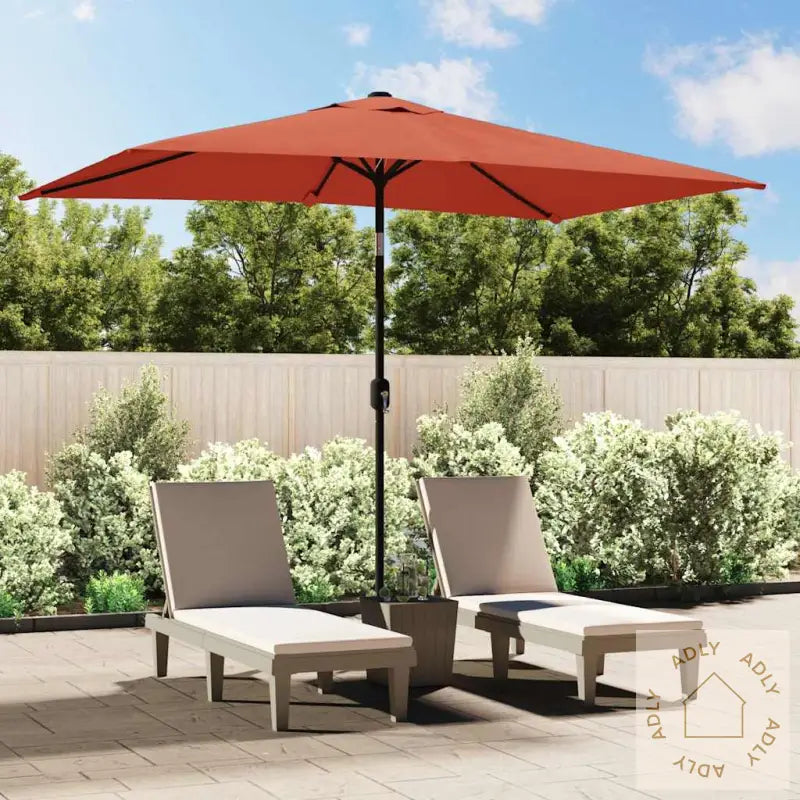 Parasoll Med Metallstang 300X200 Cm Terrakotta