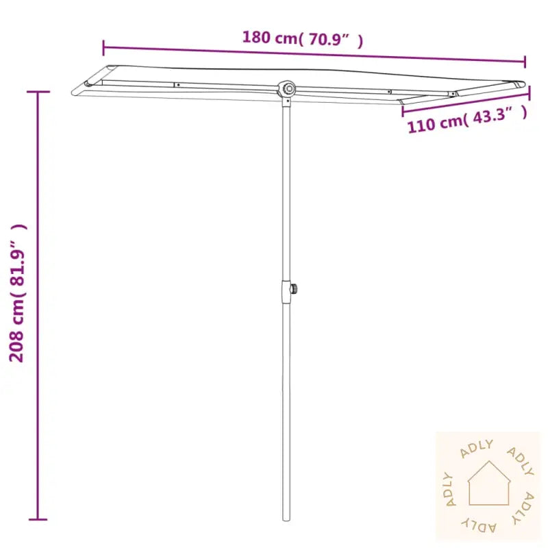 Hageparasoll Med Aluminiumsstang 180X110 Cm Grønn
