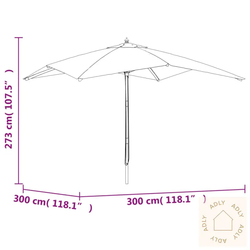 Hageparasoll Med Trestang Sand 300X300X273 Cm