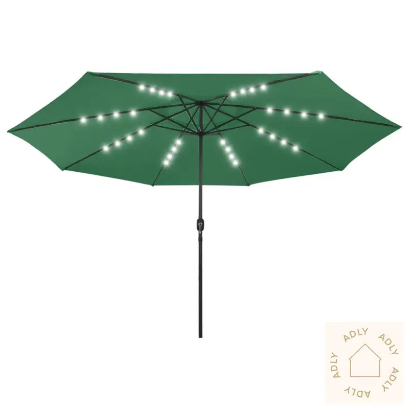 Hageparasoll Med Led-Lys 400 Cm Grønn