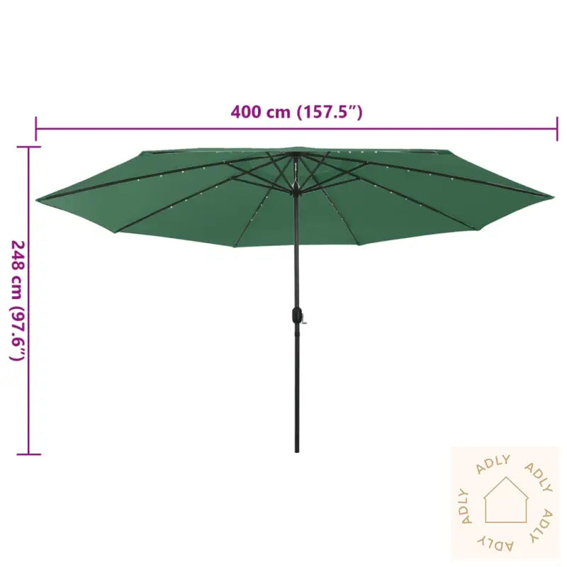 Hageparasoll Med Led-Lys 400 Cm Grønn