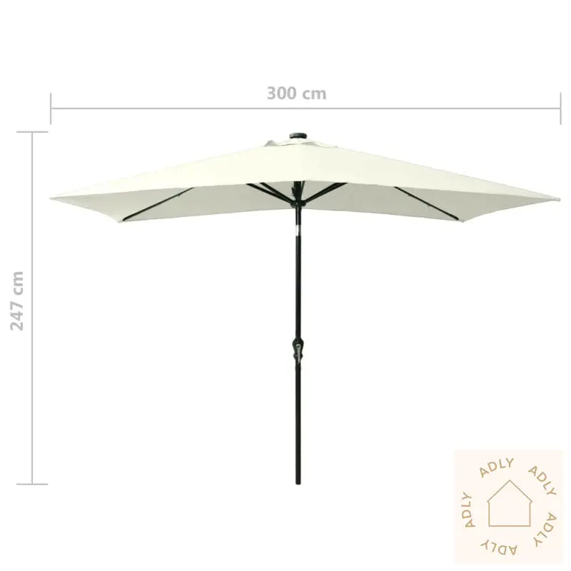 Hageparasoll Med Led Og Stålstang Sand 2X3 M