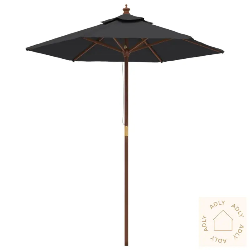 Hageparasoll Med Trestang Svart 196X231 Cm
