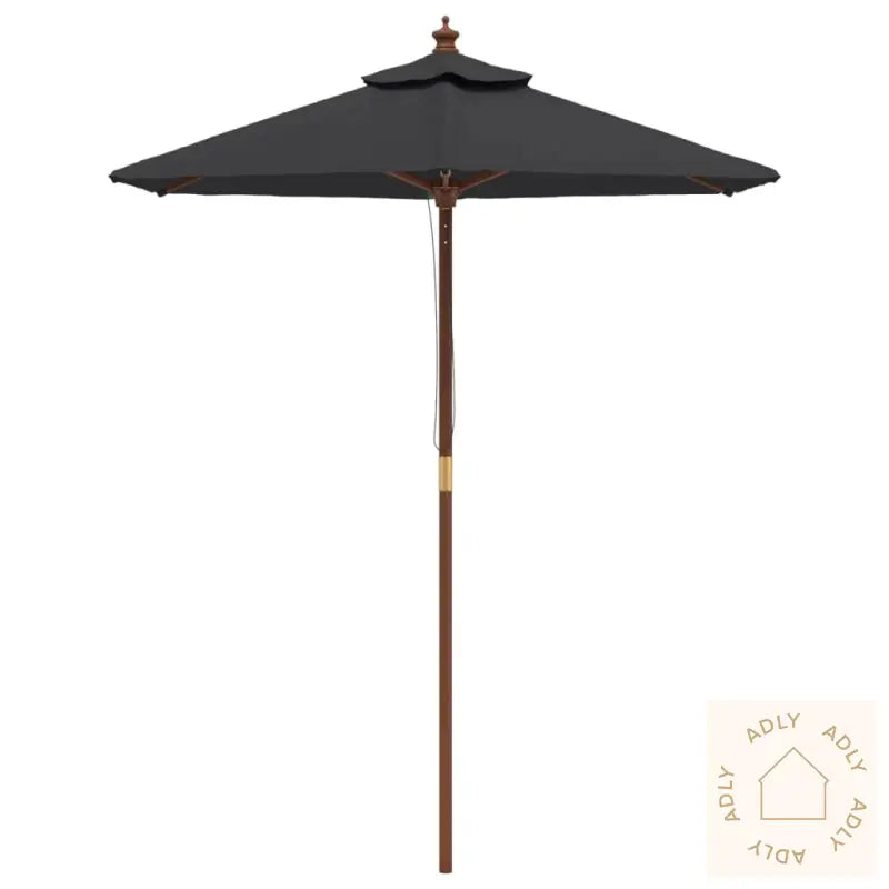 Hageparasoll Med Trestang Svart 196X231 Cm