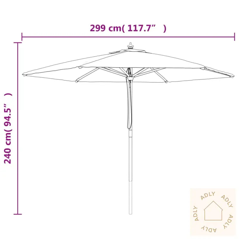 Hageparasoll Med Trestang Terrakotta 299X240 Cm