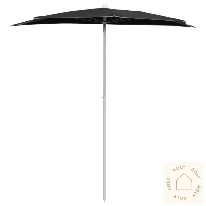 Halvrund Parasoll Med Stang 180X90 Cm Svart