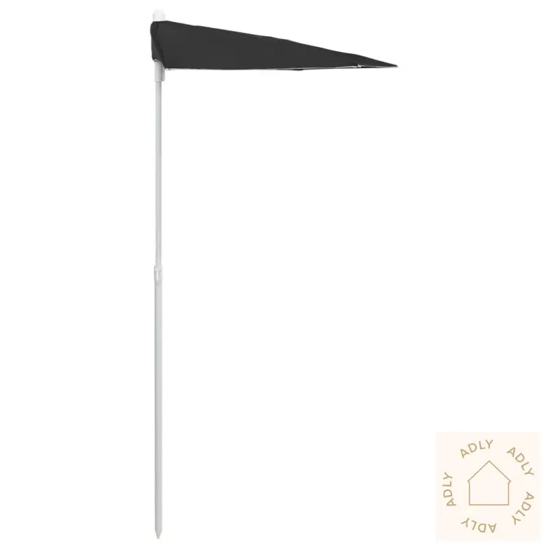 Halvrund Parasoll Med Stang 180X90 Cm Svart