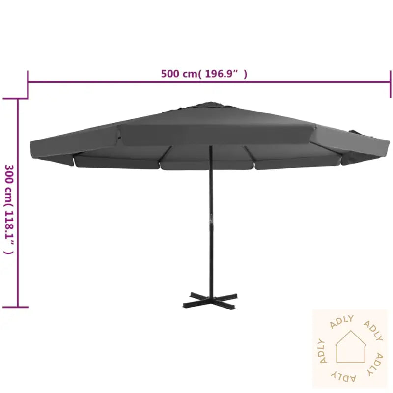 Parasoll Med Aluminiumsstang 500 Cm Antrasitt