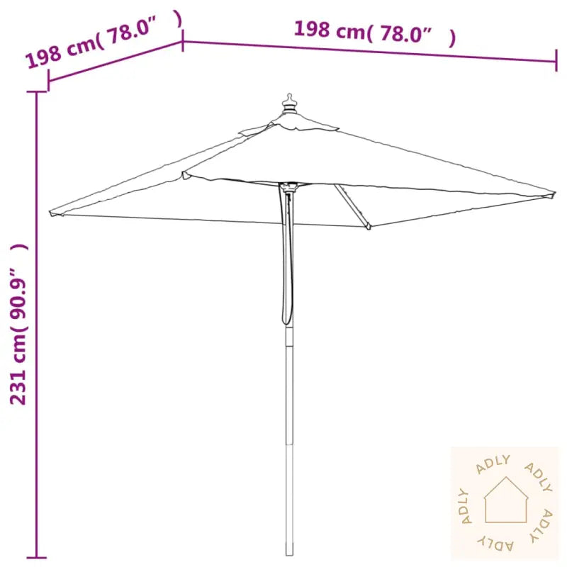 Hageparasoll Med Trestang Sand 198X198X231 Cm