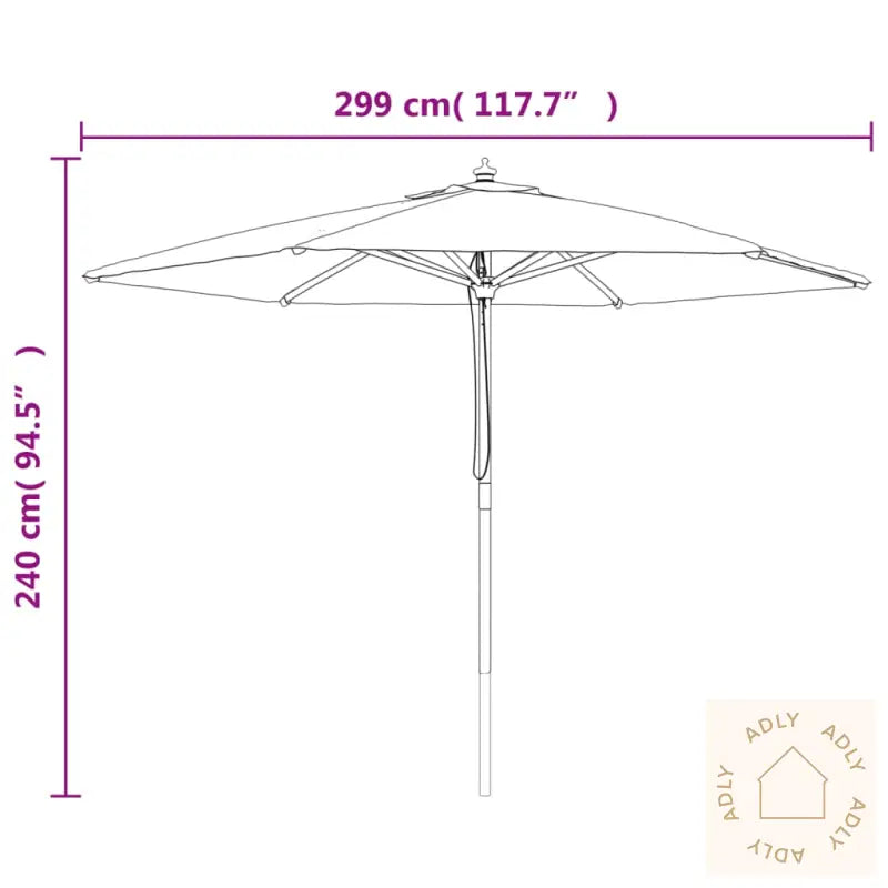 Hageparasoll Med Trestang Antrasitt 299X240 Cm