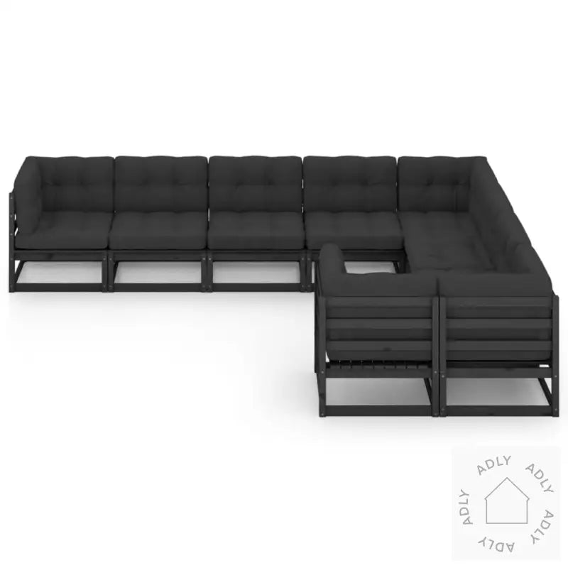 Hagesofagruppe Med Puter 9 Deler Svart Heltre Furu