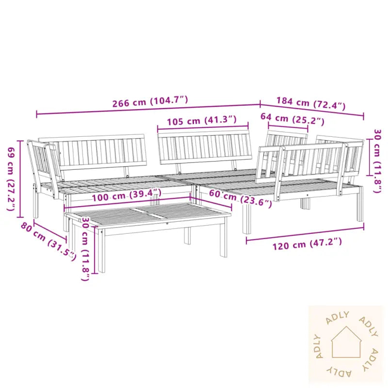 Hagesofasett I Paller 4 Deler Heltre Akasie